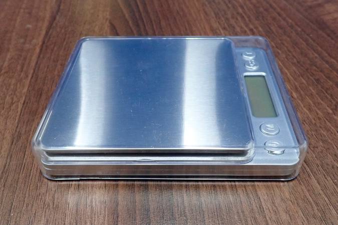 These digital scales come with a protective cover for storage